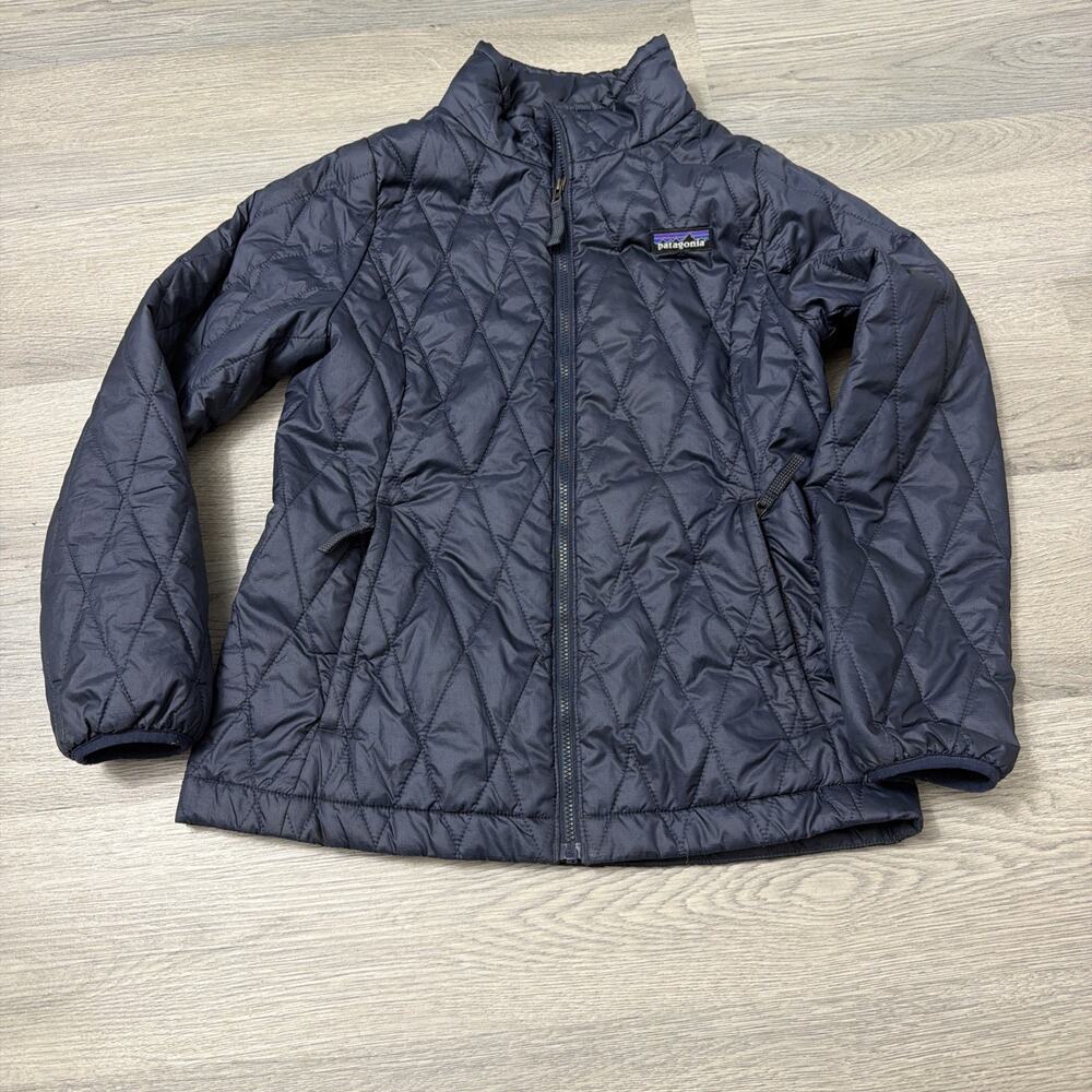 Patagonia Kids Navy Nano Puff Brick Quilted Puffer Jacket Primaloft Medium 10